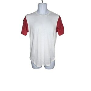Goodlife Tri-Blend Crewneck‎ T-Shirt White Red Raglan Sleeves Size M Made in USA